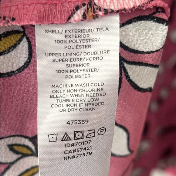 🌸 Ann Taylor Size 0 Pink A-Line Midi Dress – Scoop Neck | Maroon & White Print - Picture 5 of 8